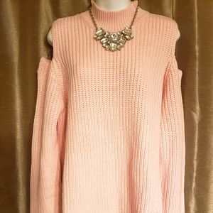 Roman's size L Cold Shoulder Pink Sweater/Tunic